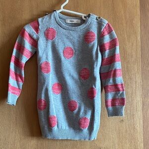 Gray and Pink Polka Dot Kids Sweater